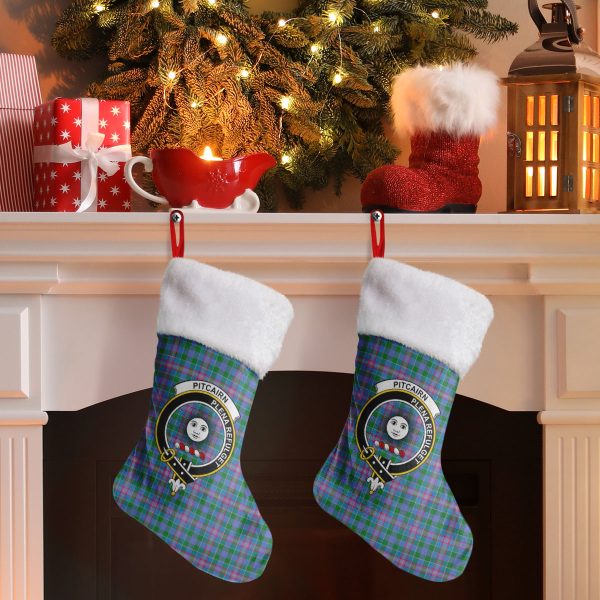 Pitcairn Hunting Tartan Crest Christmas Stocking Online now - Image 2