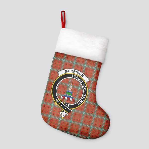 Morrison Red Ancient Tartan Crest Christmas Stocking Supply - Image 4