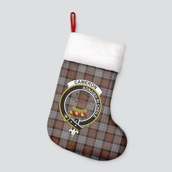 Cameron of Erracht Weathered Tartan Crest Christmas Stocking For Sale - Image 4