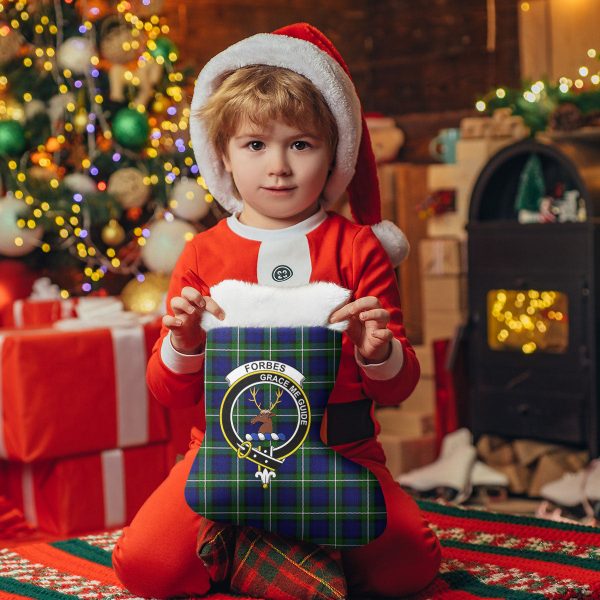 Forbes Modern Tartan Crest Christmas Stocking on Sale