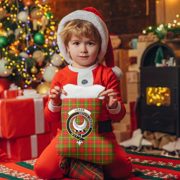 Leask Tartan Crest Christmas Stocking Discount