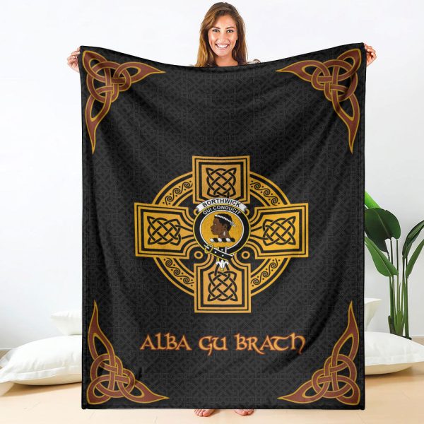 Borthwick Crest Premium Blanket - Black Celtic Cross Style For Sale