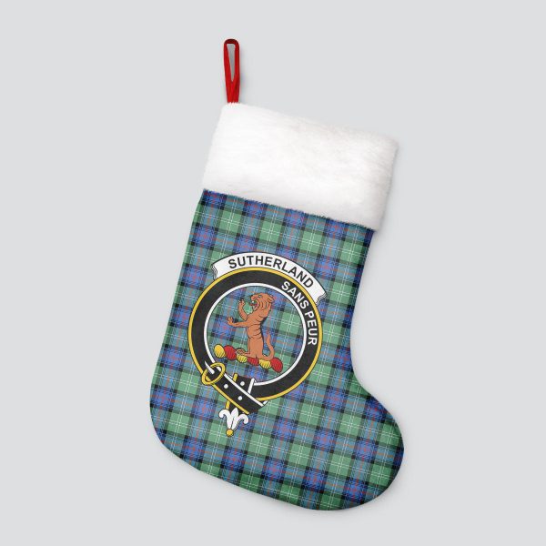 Sutherland Old Ancient Tartan Crest Christmas Stocking Sale - Image 4