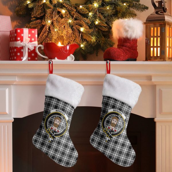 Menzies Black _ White Modern Tartan Crest Christmas Stocking Online Hot Sale - Image 2