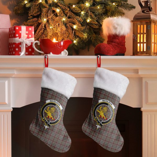 Nicolson Hunting Weathered Tartan Crest Christmas Stocking Online now - Image 2