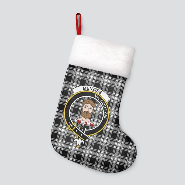 Menzies Black _ White Modern Tartan Crest Christmas Stocking Online Hot Sale - Image 4