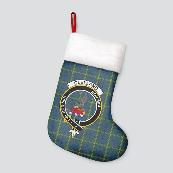 Clelland Tartan Crest Christmas Stocking For Discount - Image 4