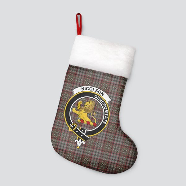 Nicolson Hunting Weathered Tartan Crest Christmas Stocking Online now - Image 4