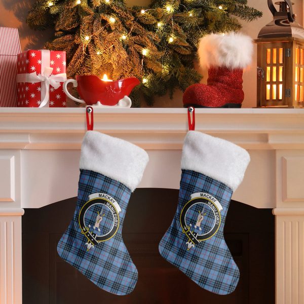 MacKay Blue Tartan Crest Christmas Stocking Cheap - Image 2