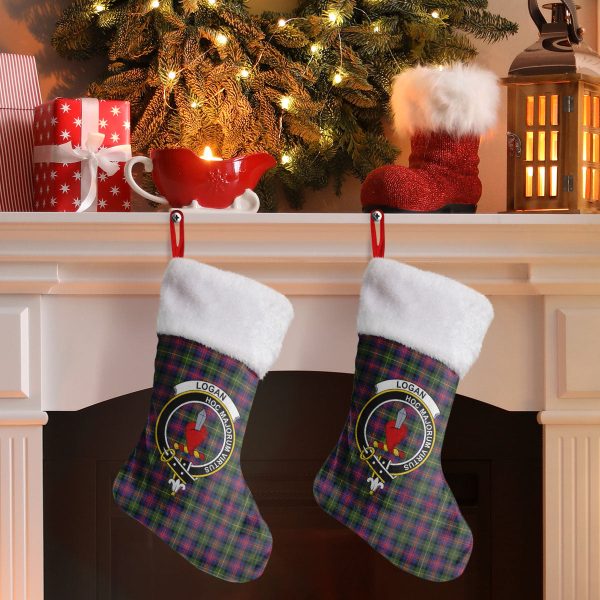 Logan Modern Tartan Crest Christmas Stocking Online now - Image 2