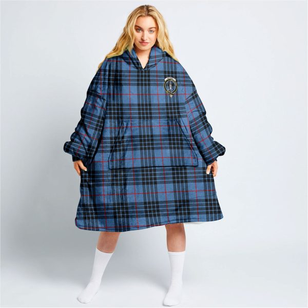 MacKay Blue Tartan Hoodie Blanket For Discount