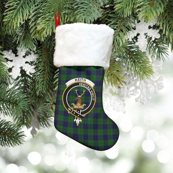 Keith Modern Tartan Crest Christmas Stocking For Sale - Image 5