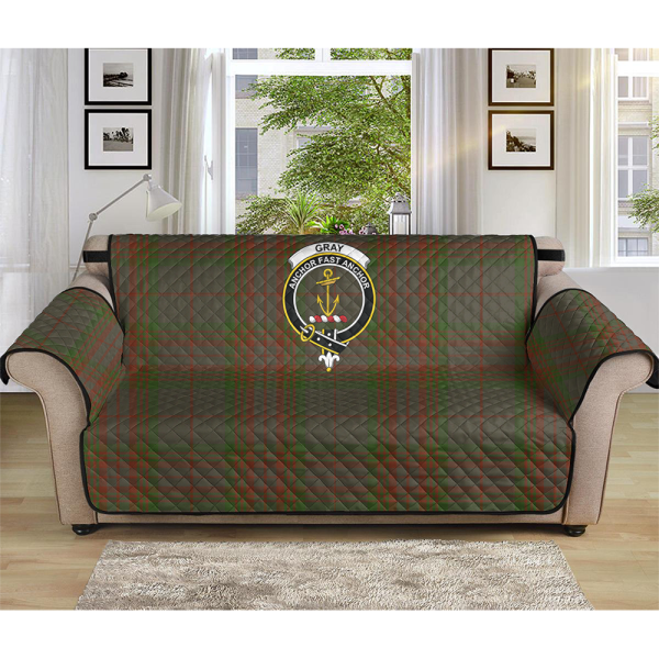 Gray Hunting Tartan Crest Sofa Protector on Sale - Image 3