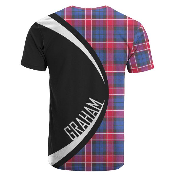 Graham of Menteith Red Tartan Crest T-shirt - Circle Style Cheap - Image 2