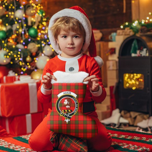 Adair Modern Tartan Crest Christmas Stocking Online now
