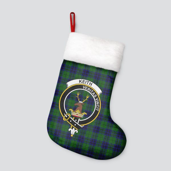 Keith Modern Tartan Crest Christmas Stocking For Sale - Image 4