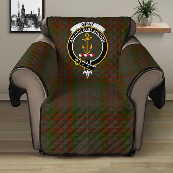Gray Hunting Tartan Crest Sofa Protector on Sale