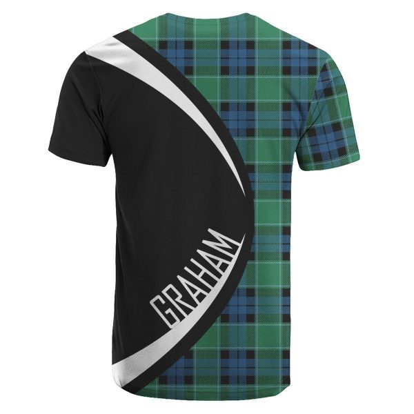Graham of Menteith Ancient Tartan Crest T-shirt - Circle Style on Sale - Image 2