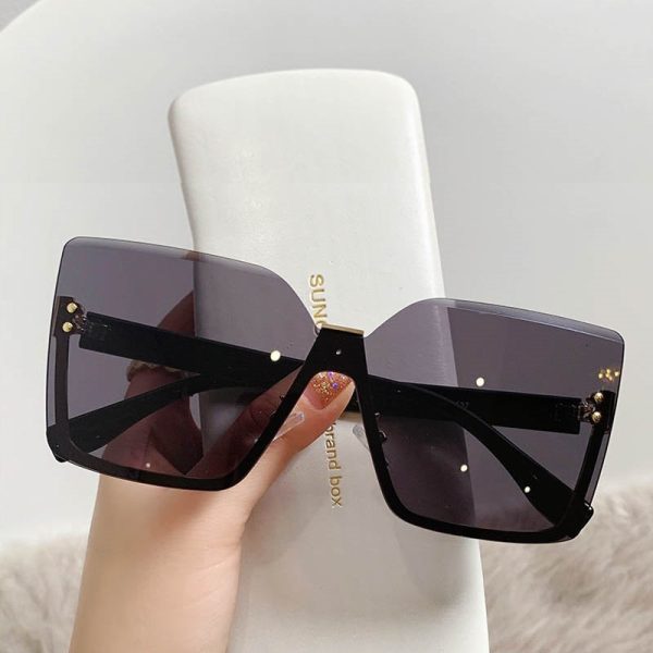 Unique Women s Square Rimless Sunglasses Oversized Shades for Women Online Hot Sale