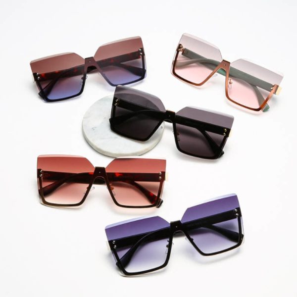 Unique Women s Square Rimless Sunglasses Oversized Shades for Women Online Hot Sale - Image 4