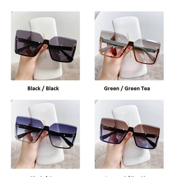 Unique Women s Square Rimless Sunglasses Oversized Shades for Women Online Hot Sale - Image 5
