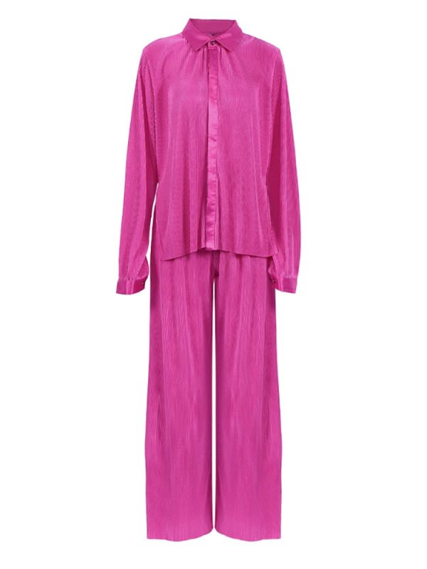 Pleated Wide Leg Pants Women Casual Loose Trousers Office Long Pants For Discount - Image 4