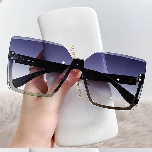 Unique Women s Square Rimless Sunglasses Oversized Shades for Women Online Hot Sale - Image 2