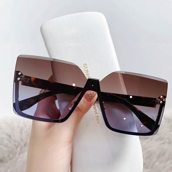 Unique Women s Square Rimless Sunglasses Oversized Shades for Women Online Hot Sale - Image 3